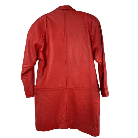 Rare Vintage Jacqueline Ferrar 80s Womens Red Buttery Leather Coat S/M - Picture 5 of 12